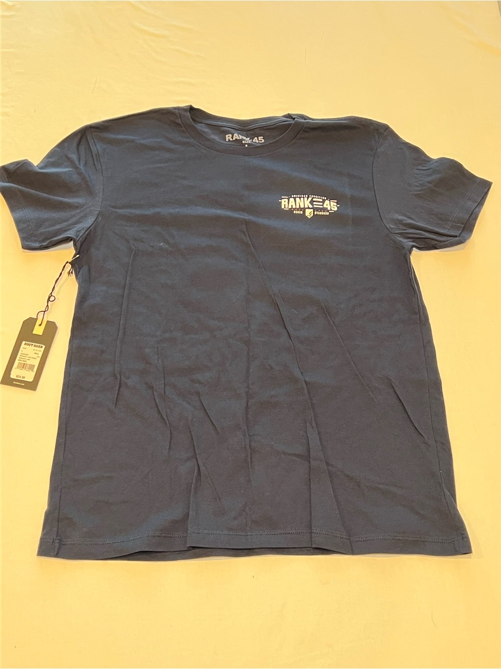 Rank 45 Men’s Forged in Flames Bull Rider Graphic T-Shirt Navy Size L NWT